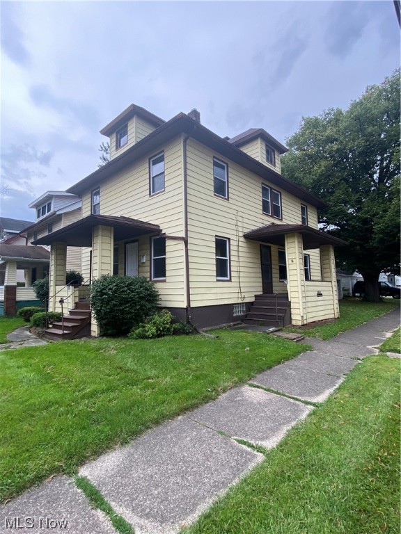 Great opportunity for an investor or someone looking for their new home, with the ability to rent out the second unit. Both units are the same with 2 bedrooms and one full bath. New paint and flooring have been added, and each unit has its own entrance to the shared basement. The basement has plenty of room for two separate washer and dryers plus storage! The front unit has an updated kitchen with new cabinets, countertops, backsplash and flooring. The bathroom has a new vanity, flooring, surround shower/tub, and new carpet throughout. There is a detached two car garage located behind the home. Tons of opportunity here!! Come take a look!