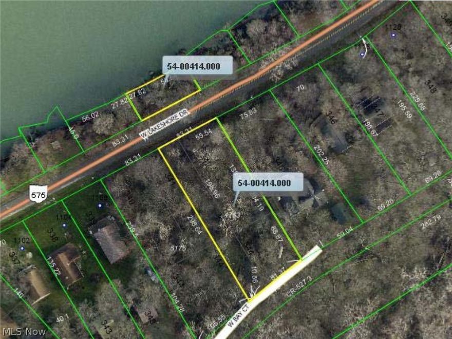 Breathtaking sunset views from this waterfront lot on the West coast of Kelley's Island. Lot extends to the Lake side of the road. Bay Ct offers access to the back of the lot to offer an alternative to parking off Lakeshore Dr. Short golf cart ride to West Bay. Soil sample has been done and septic was previously approved with an easement under Lakeshore Dr.