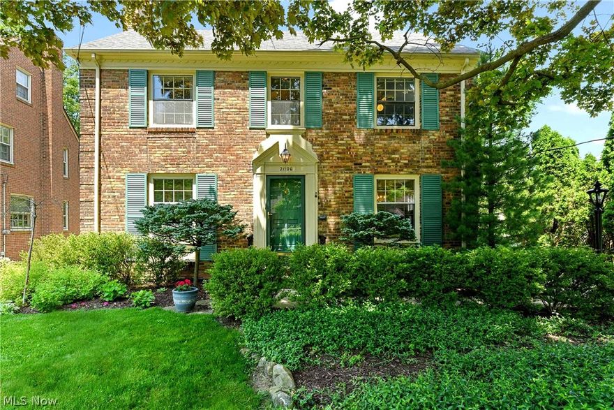 Prepare to be Moved!..Into this charming 4 bed/2.5 bath brick Georgian Colonial in Rocky River. This home is framed by mature trees, lush greenery and perennials giving it great curb appeal. Step inside and appreciate how well this home has been maintained throughout the years. Tons of character incl. arched doorways, gleaming hw floors and crown molding.  Formal living and dining spaces make this home an entertainer's dream! No shortage of storage in the large kitchen with loads of cabinet and drawer space. This eat-in kitchen fits a nice size table for family dinners. Curl up in the family room with wood beams and paneling giving it a warm, cozy feel. A half bath completes this first level. Upstairs you'll find the generously sized master bdrm with ceiling fan, ample closet space and window seat. Two other bdrms, also with ceiling fans, share a full bath with built in storage. The 3rd floor is a large finished space with a full bath that's open to your imagination - 4th bdrm, master