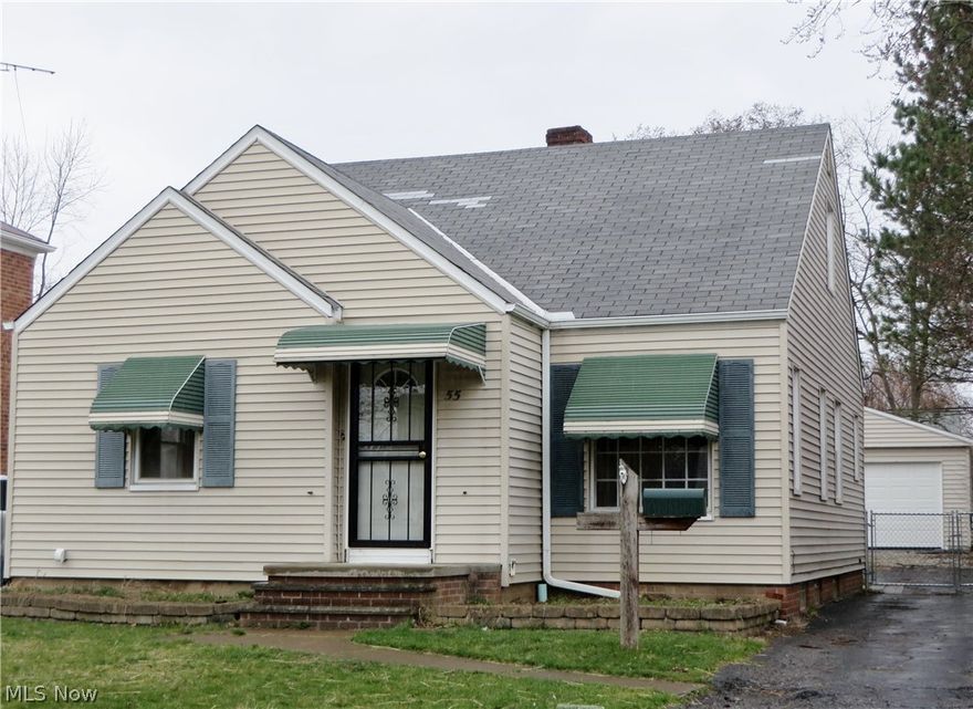 Great potential in this 2 bedroom cape cod. Of the 1389sq ft, there is an unfinished dormer approx 463sq ft on 2nd floor and 926 on main level. Open Dining room to living room with fireplace and hard wood floors. Kitchen includes appliances. Nicely finished basement in rec. room with Nature Stone floors and stamped patio in rear yard. Great 2 1/2 car detached garage built in 2013 with man door to side and garage door opener. Price to sell "as is" Estate Sale! Great Value!