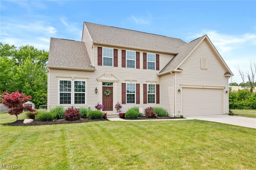 Welcome to this spacious and newly built home located on over .41 of an acre property, with 3-car tandem garage, on a cul-de-sac street in the Fairfield Estates community in Avon. This home features an open concept with 4 bedrooms and 2.5 baths, eat-in kitchen with center island, pantry, and dining area with access to the backyard, first-floor den, formal dining room, mud room, 2nd-floor laundry, and a full basement with rough-in plumbing for a full bath with lots of potential. The owners' suite features extended sitting area, extra-large walk-in closet, and en-suite bath with double vanity and stand-up shower. A fenced-in area and a shed in the backyard complete the tour. Along with upgrades sellers completed during construction, they have also done the following improvements: installed landscaping, upgraded flooring in parts of the house, added a Honeywell TrueEase humidifier, a Liftmaster garage door opener, subway tile backsplash in kitchen (2022), cordless blinds throughout (2017)