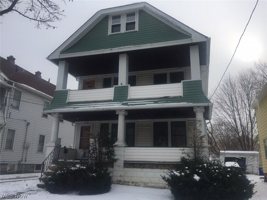 Vintage Two Family Home features up and down suites. Large Living Room/Dining room with 2 Bedrooms and full Bath in each unit. Full Basement and two Car Garage!  This is a Fannie Mae Homepath Property.  All information is approximate.