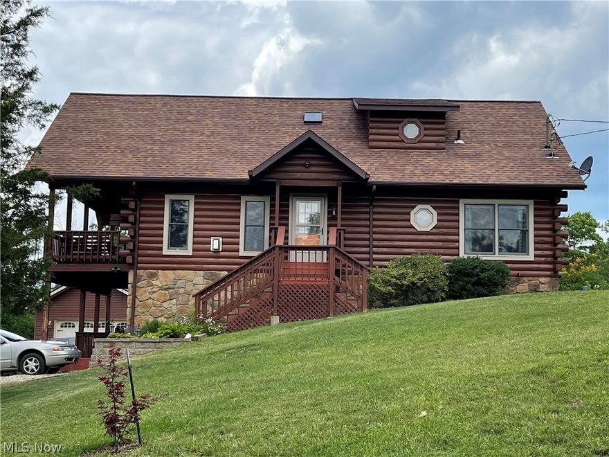 Once in a lifetime opportunity! Don't let this Log home slip by. Beautiful log cabin on 25 acres with 4 bedrooms and 3 full baths. Includes a 24x40 heated detached garage and a one car attached garage. Full finished basement. All Anderson windows and doors. Includes a 27' heated swimming pool and hot tub. Tankless hot water heater, water softener.