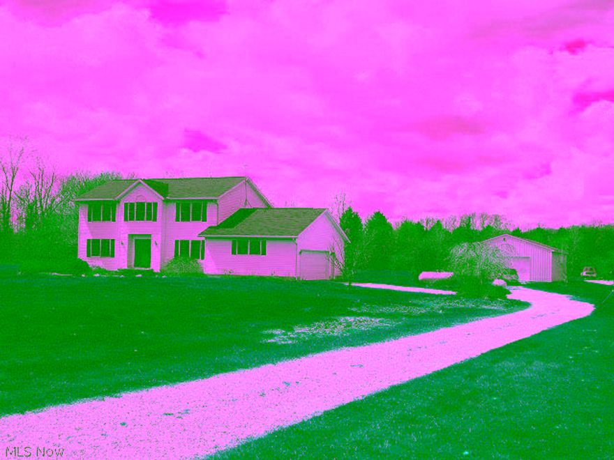 Spacious 4 Bedroom Colonial on 2.5 Acres in Florence Township. From the front entrance enter into the large living room and formal dining room. The front hall leads to the open eat in Kitchen and Family room. The spacious kitchen features Oak cabinets and all Stainless Steel appliances that stay! Continue out the sliding glass doors to the large rear deck and above ground pool for your summer enjoyment. There is also a first floor laundry room. The master bedroom suite is complete with a walk in closet and private bath. There are also large closets in the remaining bedrooms. The basement provides a 22x15 finished home theater room that is complete with a projector, screen and special sound insulation. 30x40 Barn with concrete flooring. Outside the deep back yard is well planted with trees and has large pine trees across the back. This homes location also provides easy access to I-90 and the Ohio Turnpike. This is a must see home!