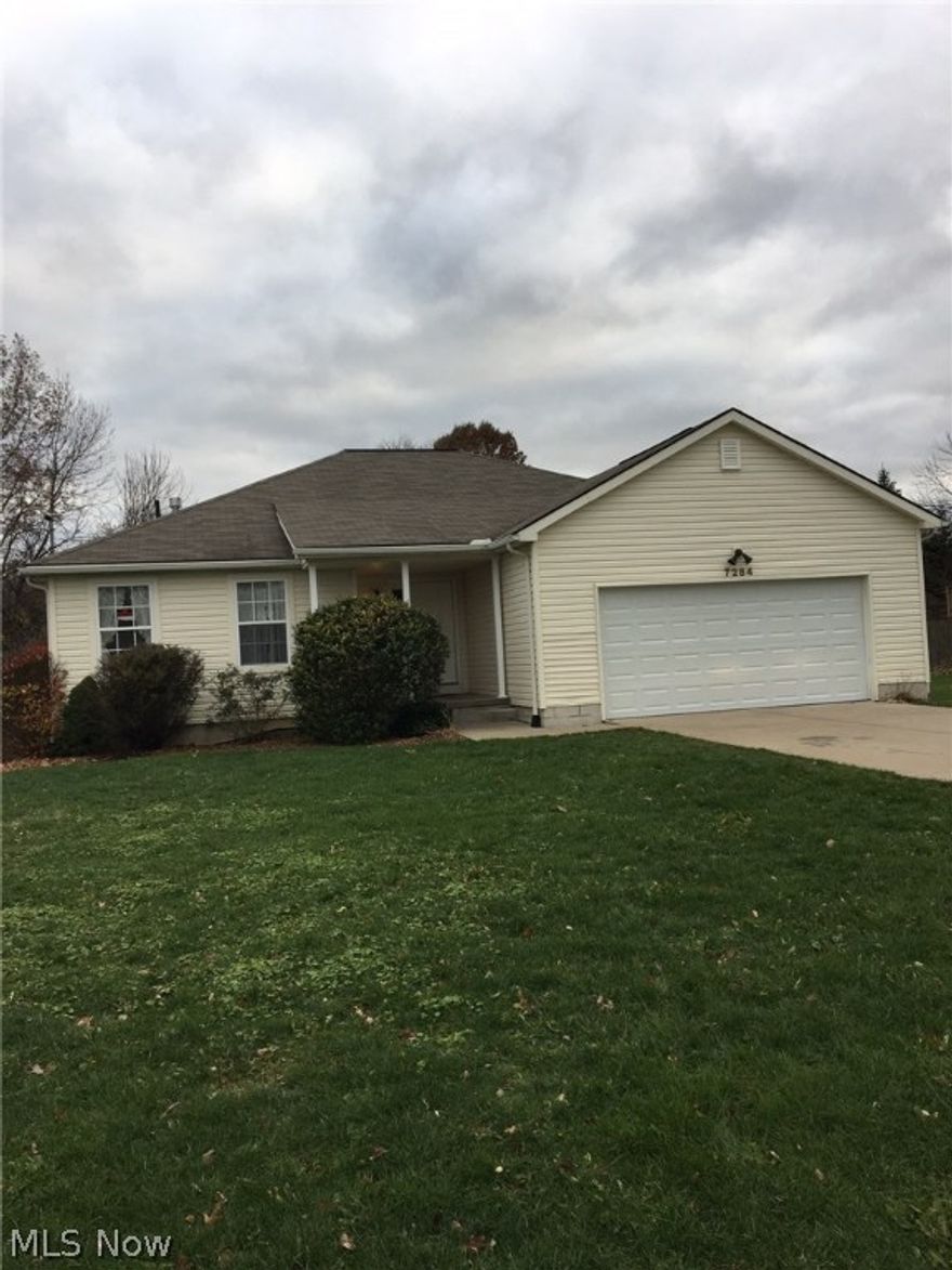Lovely ranch home for sale on .55 acre lot. 1319 square feet. Built in 2005. 3 bedrooms, 2 full baths with 1st floor laundry. Open Floor plan with Master bedroom on one side with walk-in closet and bathroom... wood laminate and new tile floors, full basement. Central air. Nice covered back porch. All Appliances stay. New water heater, sump pump, dishwasher, gas dryer, garbage disposal, garage door/system. Nice size yard and room for large garden(s). As is. Jackson Schools.  Make an offer.