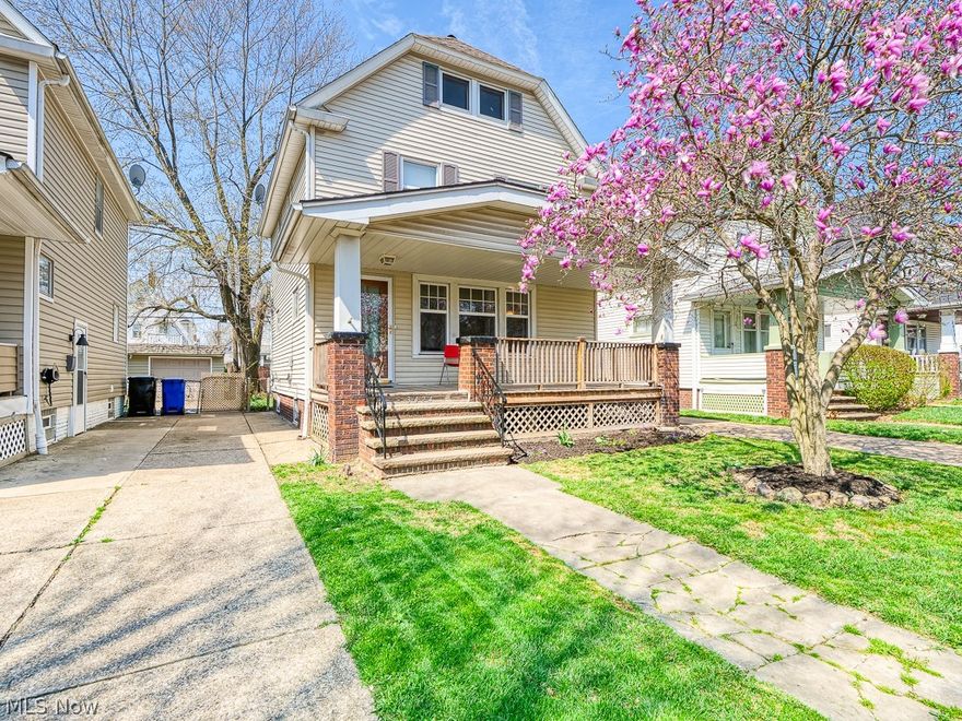 This quaint colonial near Jefferson Park is sure to surprise! Greet guests on the classic front porch, and welcome them to a generous family room. Cook and entertain in the functional kitchen and first floor half bath. Upstairs, you'll find three great bedrooms, all freshly painted and with carpet over hardwood. The updated bath balances the classic and modern looks! Hardwood floors throughout the home. Nicely sized finished rec room space can serve as a family, media,  or play room - your choice! Easy access to I-90 and all things CLE!