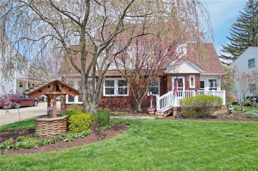 Welcome to this unique opportunity for a spacious Tudor located near Lake Erie in Willowick! This home features 4 bedrooms, 3rd level finished attic, 2.5 baths, an eat-in kitchen with plenty of cabinet/counter space, formal dining room, family room w/ brick fireplace and built-ins, beautiful sun room with double French door entryway, finished basement w/ full bath, an enclosed porch, front porch, back patio area, spacious backyard, and an over-sized 2-car detached garage. In recent years the owners have completed thousands of dollars in home improvements making it in the condition it is today. Updates include, but are not limited to: 3rd floor addition, replaced windows, exterior siding, gutted/remodeled main bath, replaced AC, remodeled enclosed porch, installed front porch, replaced roof on the house and garage, waterproofed basement, added back porch, replaced furnace, replaced hot water tank, remodeled half bath, and completed many other projects throughout. This home is convenient