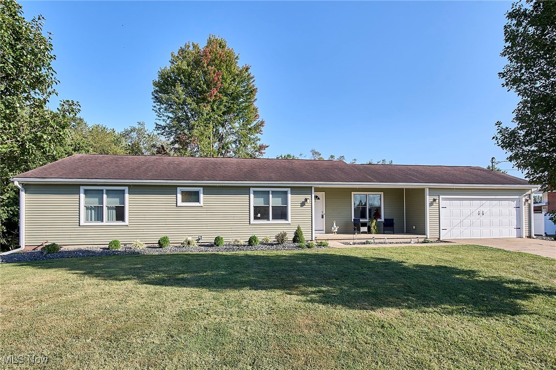 Welcome Home to 149 Rauch Dr. - This beautifully designed ranch home sits on a large level lot and offers 3 Bedrooms and 2 Full baths. As you walk up to this beautiful home you quickly notice the curb appeal offering new landscape, inviting small trees and a large front yard. Ample parking available for all your family and guests with a long driveway leading up to the home. You will also be please to see the covered front porch, then walking through the front door you instantly have the feeling of home and notice all of the updates that have been completed! The whole home has had new lighting fixtures and recessed lighting, high end LVP flooring in a warming color that compliments the other colors throughout the home. Through the Front door you enter the spacious family room which also opens up to the kitchen and dinning space, making it perfect for entertaining family and friends! Through the French doors and onto the covered back porch you notice a large, level and fully fenced back yard! White premium vinyl fencing has been installed to provide a private back yard space. The backyard also has a large storage shed perfect for all your outdoor items. Making your way into the dinning room you quickly notice the custom designed accent wall and new lighting as well as ample space for a large table and entertaining. Down the hall you will be pleased to find a Full guest bath, fully updated to include new vanity, mirror, lighting, flooring and a custom accent wall. Following this bath you see two guest rooms, with large closet space and custom closet doors. Now leading to the primary bedroom w/en-suite, this large bedroom offers two large closets, both with the same custom closet doors as well as a full bath offering a beautiful dual vanity. To finish out the home, the partially finished basement offers a large 26x13 finished rec room to be used as you see fit! Be sure to come see what all this home has to offer in person!