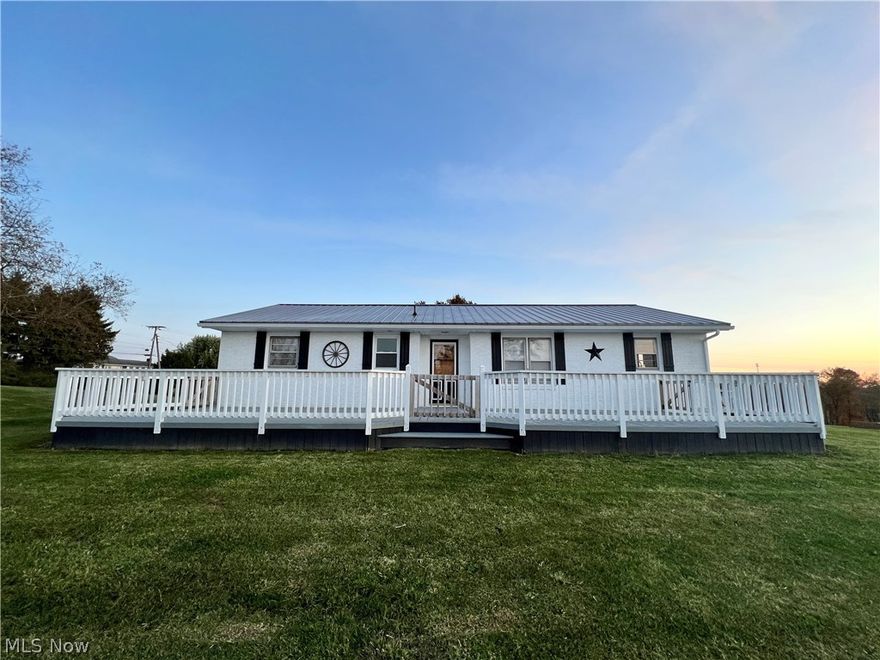 If you’re into beautiful sunsets and watching the cows come home (literally) from the comfort of your front porch, then this home was made for you! Completely updated and renovated brick ranch home. New metal Roof in 2019. Beautiful flooring throughout with real hardwood under all of the carpets. Enjoy your raised garden bed in the yard, right outside of your kitchen door, or work in the large, 2 car detached garage with HEAT & AC! This over an acre cornet lot yard is perfect for kids, dogs, family events, gardening, sports, you name it! Every inch of this house has been replaced, renovated or updated since 2019, including the kitchen, flooring, walls, outside brick, deck paint, basement walls, etc. The basement has an additional room in which the seller took the bathroom out to replace, but never has, all piping, drains and wires are waiting for the new owner to make this home a 3 Bedroom, 2 Bathroom! Perfect out of city limits location with the ability to have fires and watch the sky