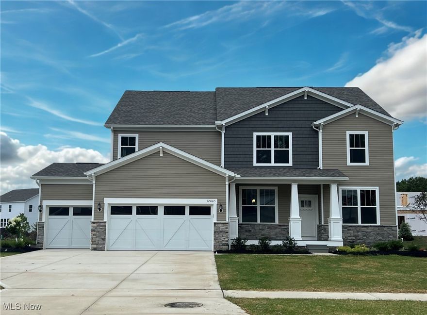 UNDER CONSTRUCTION: This stunning Willwood Design features four bedrooms upstairs plus a private guest suite on the main level! Take in the breathtaking pond views from the covered patio. This home boasts plenty of storage throughout with a 3-car garage and a full unfinished basement with 9’ ceilings! The open concept living is a dream with a 2-story gathering room with a cozy fireplace for those winter days. The private flex room is perfect for a home office, play room, or library/den. Personalize your new home at our Design Studio. With quick access to I-90 and within 10 minutes of popular conveniences like Avon Commons, Crocker Park, Huntington Beach, and more, now is the time to schedule your personal appointment to learn more about this unique opportunity in this opportune Avon Lake community!