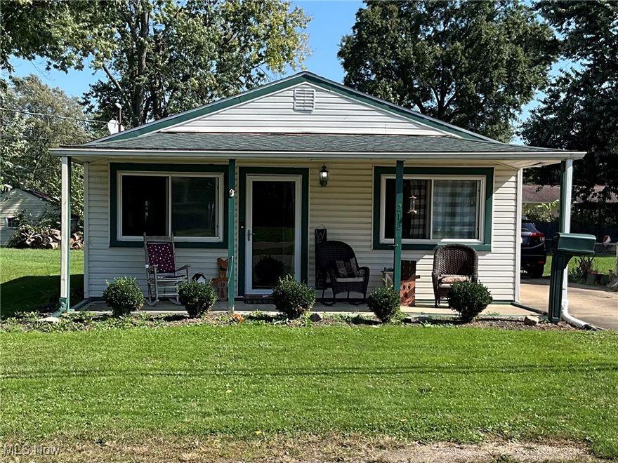 Discover your new sanctuary in this charming ranch home located in Perry Township! This cozy yet spacious residence features a welcoming covered front porch, perfect for enjoying the beautiful weather. Inside, you'll find an inviting large living room and dining combo that creates a warm atmosphere for gatherings. The modern kitchen boasts newer cabinetry and ample space to add a pantry! Appliances Stay! A separate laundry room provides additional storage and convenient access to a sliding glass door leading to your backyard. With two comfortable bedrooms and a full bath, this home is designed for relaxation and ease. Luxury vinyl plank (LVP) flooring throughout ensures low maintenance, while all-electric baseboard heating keeps utility bills down. Recent upgrades include a roof and windows less than five years old, offering peace of mind for years to come. Step outside to enjoy a lovely yard, ideal for entertaining around the outdoor fire pit, and take advantage of the 2-car detached garage and paved driveway for ample parking. This delightful home is not just a property; it’s an affordable lifestyle choice—less than renting! Don’t miss your chance to make this house your home sweet home—schedule a showing today!