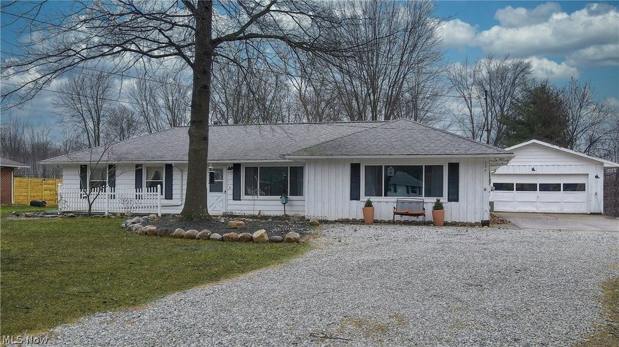 Welcome to this large ranch is Streetsboro on a dead end street!!  Four bedrooms and 1.5 baths!  The master has a walk in closet and separate access to the outside so could be used as a den if you don't need the extra bedroom.  The kitchen has tons of cabinets and counter space, all appliances stay!   The addition off the back is cozy and leads out to a covered patio with beautiful views of your large yard.  The full bath has newer flooring and the half bath was updated. A mudroom is located off the kitchen with a walk in pantry.  HVAC was replaced in 2018. Radon system installed.  The bay window in the master and in front living room were replaced in 2021.  Detached 2 car garage is heated!  Do not miss out on this amazing home.