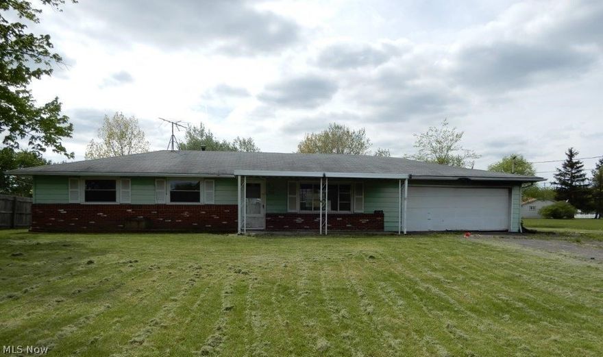 Great opportunity to own a Streetsboro ranch on a large flat lot! Sitting on a private 1/2 acre this ranch home offers a large 2 car attached garage, one floor living, nice sized rooms, and a storage shed in back. Great investment potential or first time buyer opportunity!  Public water and sewer!