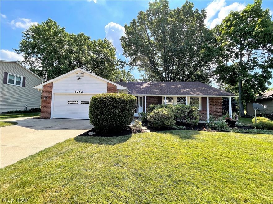 Desirable ranch home in the community of Pinegate. This home offers great appeal and also has been freshly landscaped. Enjoy the nice covered front porch with nature stone, or the screened rear patio which overlooks the yard and lots of green space offering much privacy. Foyer entry leads to the spacious l-shape living and dining room with crown molding as well as the family room which features a brick wood-burning fireplace and slider to the covered patio. Open kitchen with eating area and all the appliances including a new microwave stays with the home. The main bedroom includes a full bath with shower and has been freshly painted. Attached 2 car garage. Some updates completed are the roof (7years), windows by Window Nation (5 years), the main bathroom was remodeled in 2019 with bathfitters, new breaker panel and GFI’s (2021), new shut off valves (2021) and newer patio-\]slider. This subdivision offers a \54ommunity pool and is close to walking paths, schools, freeways and shopping a