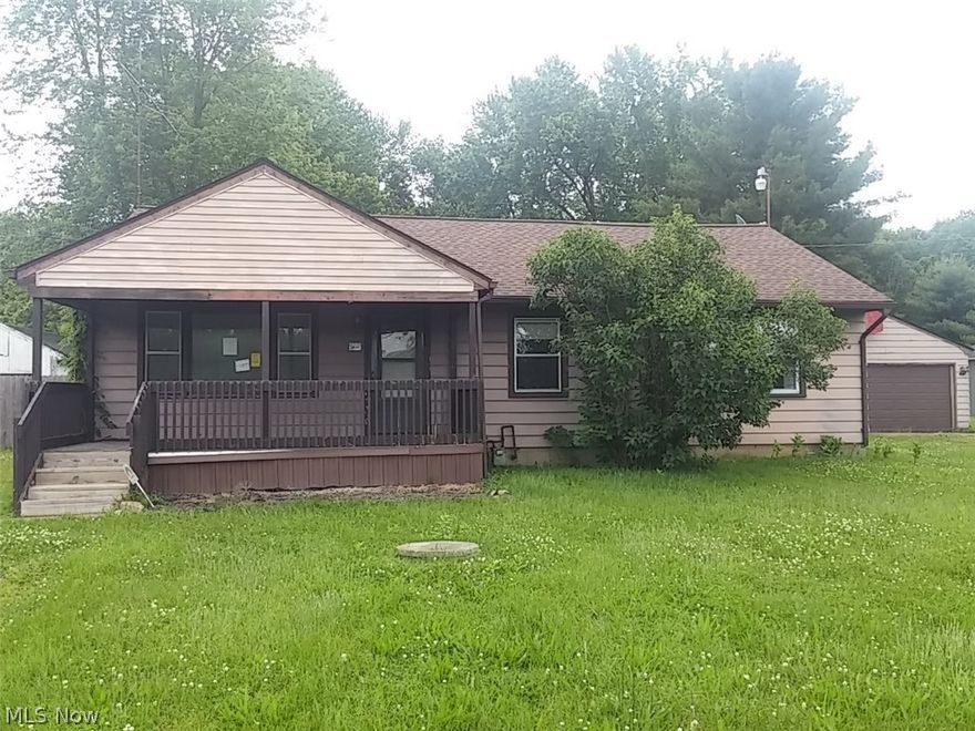 3 bedroom ranch with living room, dining room and kitchen.  2 car detached garage, treed lot with fenced back yard. Overall this home has country charm!!