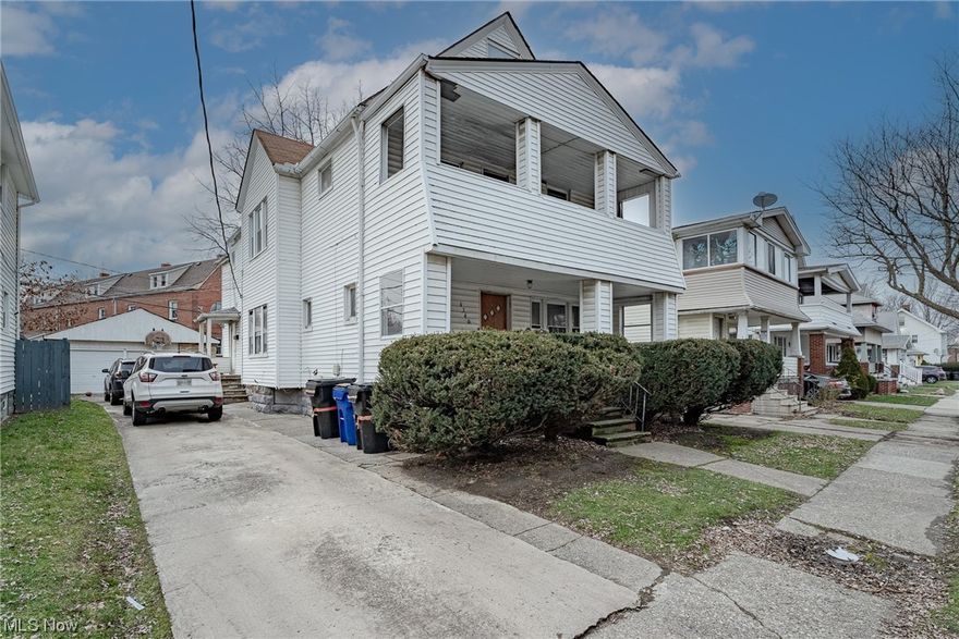 Great opportunity for a fully occupied, income-generating property in the popular Jefferson neighborhood of Cleveland! This spacious up-and-down duplex features two well-kept units with similar floor plans. The first floor unit features 3 bedrooms, 1 full bath, a living room, formal dining room with built-ins, and a well-appointed kitchen. The upper unit features the same layout, but includes a bonus 4th bedroom on the third floor. The full lower level provides a washer and dryer for each unit, as well as plenty of storage. Outside, there is a front porch for the lower unit, a balcony for the upper unit, and a 2-car garage. Convenient location just blocks from highway access and all your shopping needs. Don't miss out on this great opportunity!