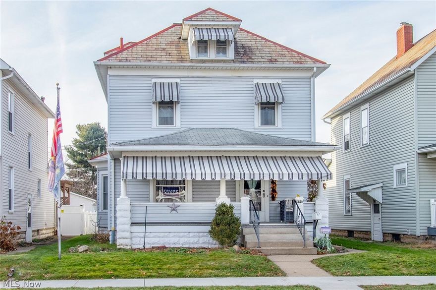 Great location in New Philadelphia near Tuscora Park and local elementary. This house is solid. Spacious 4 bedrooms with a finished walk up attic could be a 5th bedroom or office or art studio. Beautiful eye catching open oak staircase and oak woodworking throughout. Grand formal living room and the formal dining room has a bay window, fireplace, and a built-in Hutch. Bonus room on the 1st floor currently is used as an office but could be a 1st floor bedroom. The kitchen is loaded with storage/counter space and is set up with a space for a stackable washer and dryer. A lighter oak kitchen cupboard finish for a pleasant and brighter feel. Rear screened in patio, full fenced back yard, and detached garage with overhang alley access. Full, unfinished basement with full bath facilities. Newer furnace and glazed block windows. Gas hot water heater and 100 amp electric box.