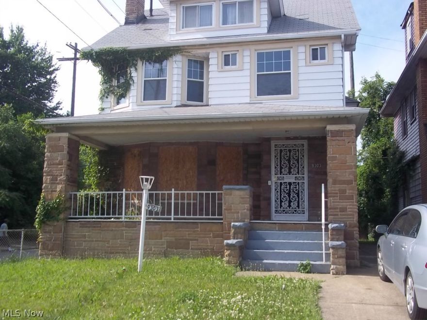 Great colonial with front porch and rear porches. Formal dining room with built -ins,eat-in kitchen with ample cabinets and counter space.
  Has newer carpeting up and ceiling fans. One car detached garage. 
This property needs some work but will be well worth it.  Plumbing is missing and some fixtures.