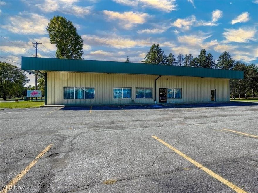 Located in the heart of Conneaut, Ohio, this spacious commercial event center spans over 5,500 sq. ft. and sits on approximately 1.32 acres, offering two versatile event spaces designed to accommodate a wide range of gatherings as well as ample space for offices or another stream of revenue. The main event space comfortably seats up to 150 guests, perfect for weddings, conferences, and large social events, while the secondary area holds about 40 guests, ideal for more intimate occasions or meetings. The third area boasts ample room for office, storage, or a workshop. The facility boasts a bar, ample storage, and a functional kitchen/prep area to meet the needs of caterers and event staff. There are two bathrooms for guests' convenience, a dedicated mechanical room, and office space with its own additional bathroom. Parking is abundant, with 24 paved parking spots and an additional 20+ unpaved spaces, ensuring the guest have plenty of room. Whether hosting corporate functions or social celebrations, this versatile event center provides a well-rounded and accommodating space for any occasion. The property has ample room for growth whether there is a need for parking, building expansion or green space.