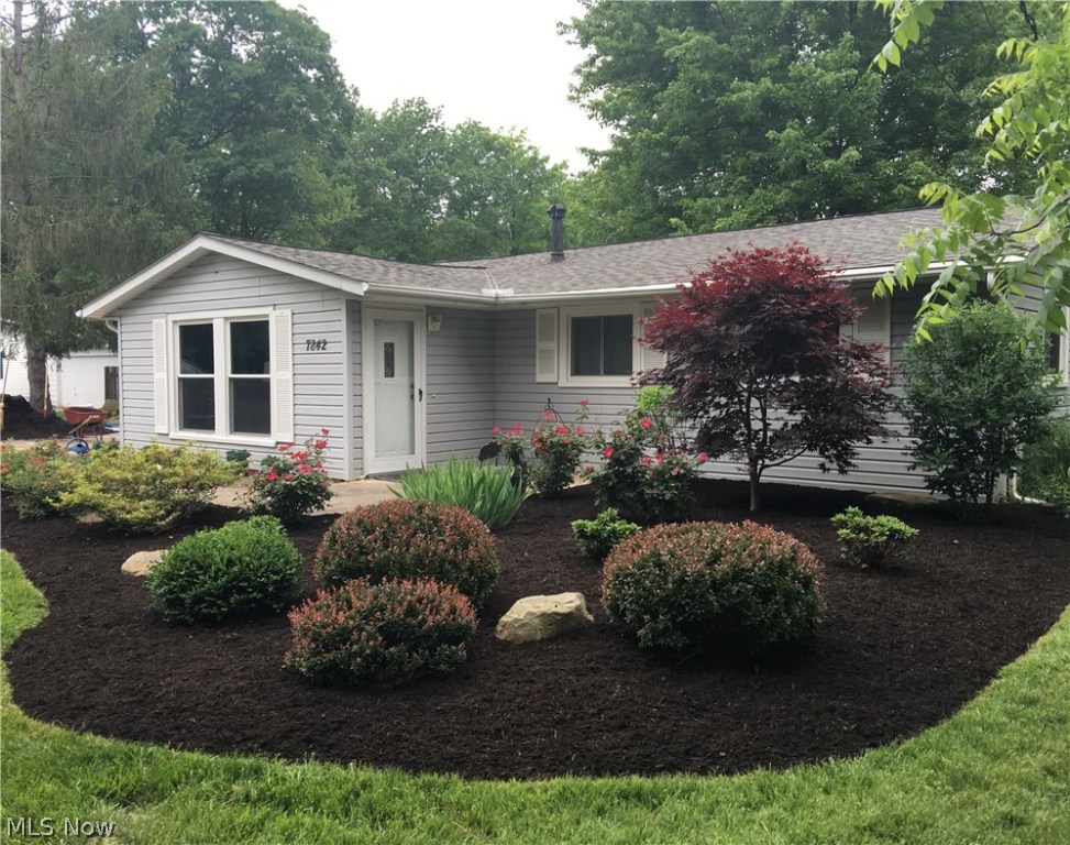 Welcome to this beautiful ranch on a quiet dead end street, close to many amenities; parks, shopping, restaurants, and access to I-480, I-271, and State Route 8! This lovely 4 bedroom, 1 1/2 bath ranch includes an attached 2 1/2 car heated garage. For extra storage, there are built-in cabinets and shelving. As you walk into the foyer of this home, you are welcomed with a fully updated interior w/neutral and pleasing colors. In the past two years new carpet was installed, new paint through-out, new trim (including crown molding in living room, hall & master bedroom), and all new hardware, including new door locks. The kitchen is completely updated with new maple cabinets, counter top w/tile accent, flooring, range/oven, M/W oven, and D/W. Both bathrooms have porcelain tile floors, and there is porcelain tile surrounding the tub/shower in the main bath. The main bath also boasts a new Merillat vanity (w/cultured marble top), medicine cabinet, and new fan/light overhead. All windows were