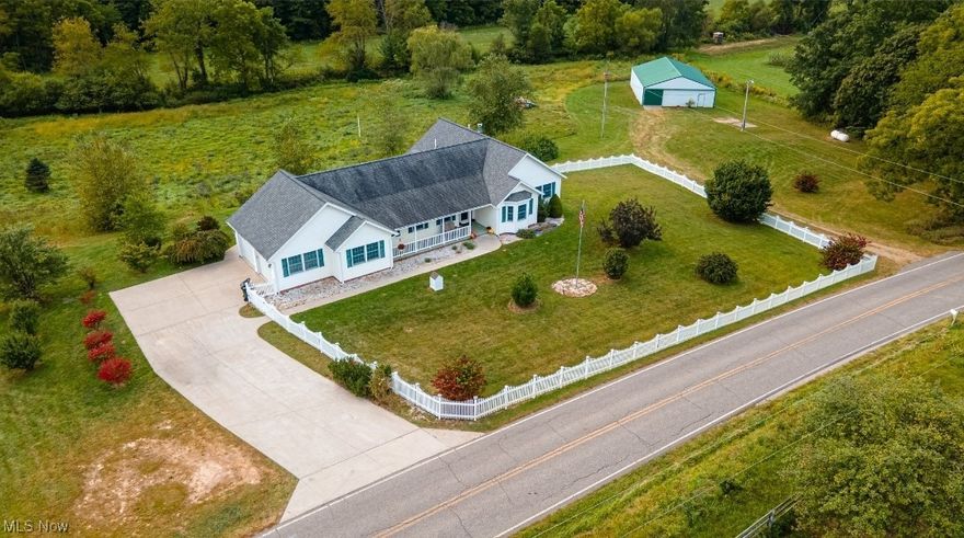 PRIVACY,  ACREAGE AND FULL SCENIC VIEWS! Welcome to beautiful Coshocton County! This stunning property spans an impressive 27.38 acres, offering a perfect blend of privacy, space, and modern living. Positioned in Fresno, Ohio in Coshocton County, this charming 3-bedroom, 2-bathroom home with a 2 car attached garage was built in 2007. This exceptional uni-built property, lovingly owned by a single owner, boasts two walkout options to overlook the breathtaking views of the surrounding 27+ acres that convey with this property. Recent updates to this property include but are not limited to: new flooring throughout the first floor, updated upper level deck area, and new paint throughout. The home provides an eat-in kitchen, formal dining area, fireplace, spacious master suite with scenic views, a whole house generator, as well as plenty of entertaining space & storage. This first floor living property features an oversized 2 car attached garage, full basement with poured walls and extra high ceilings and a spacious 38x50 outbuilding accessible by a separate private drive, all together making this property a versatile and desirable place to call home. All major kitchen appliances and a 12 month full home warranty will be provided to the buyer at a successful closing. This is seemingly a once-in-a-lifetime opportunity to own a piece of paradise is now available for new owners. Contact a licensed real estate agent for a private showing.