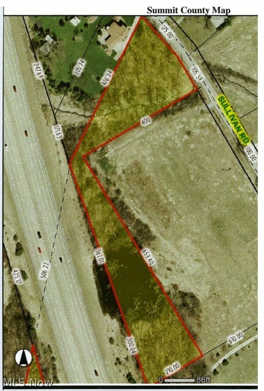 2.8 acre lot.
Lot is between 5370 and 5494 Sullivan Rd.