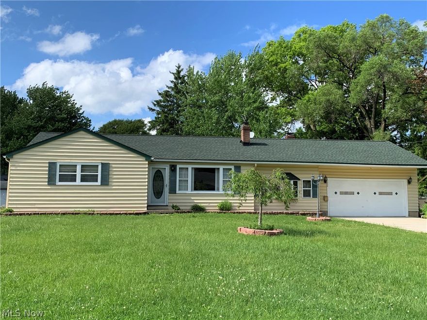 What a delightful ranch!  Lots of light throughout the home!  Three bedrooms, 2 full baths, one with a Jacuzzi tub.  Living room, eat-in kitchen and gorgeous family room with fireplace and french doors to brick patio.  From dining area, a sliding door to a large covered patio to enjoy watching the birds or just for summer enjoyment.  There is also a brick patio and shed.  Home has nice size rooms.  Lots of updates:  2017- roof and cement drive, 2012- re-done hardwood floors, 2009- updated electric and a/c.  Nice home!  No disappointments here!