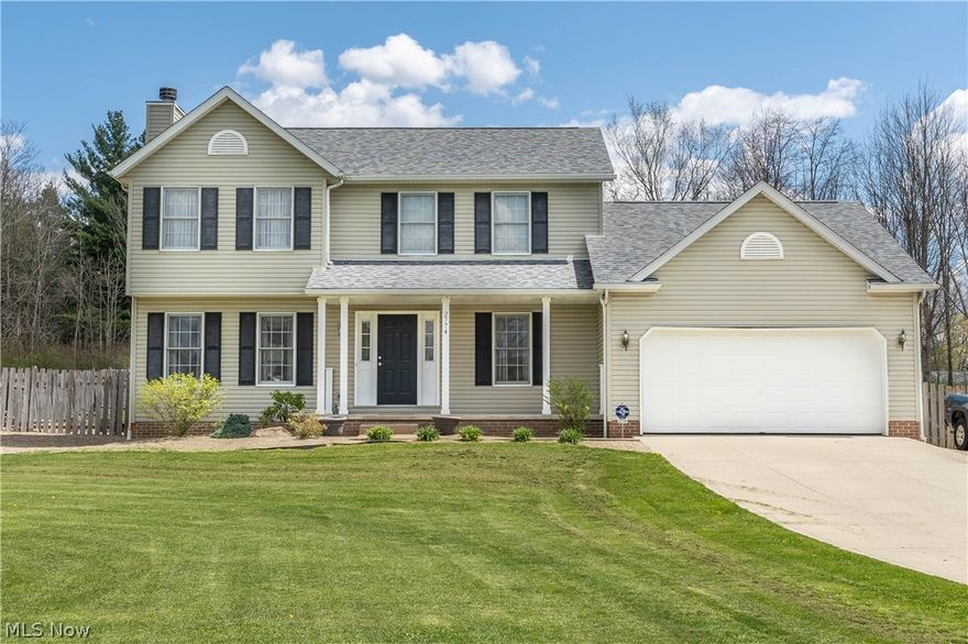 Welcome to this beautifully maintained home on 2 acres! The bright kitchen offers plenty of cabinets, granite countertops and a wonderful view of the beautiful backyard. Dining space includes a dinette off the kitchen and a formal dining room.  Great room boasts a wood-burning fireplace and sight lines to the kitchen.  Convenient first floor laundry room. Wonderful large master suite has 2 closets and a large master bath. Two additional bedrooms and full bath complete the second floor. Basement is partially finished with plenty of storage. Attached 2 car garage has great amount of storage space. Sliding glass door from the dinette provides access to an amazing deck and a beautiful large, fenced-in backyard.