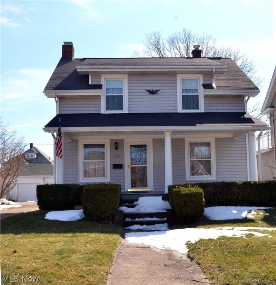 Attractive 3 BR  colonial located in one of Lorain’s most sought after neighborhoods.   Updates include vinyl siding for easy maintenance, most gutters and downspout have been replaced, upstairs windows have been replaced to vinyl, waterproofed basement, updated 100 am circuit box with most of the house rewired, Gas furnace and Central Air conditioning replaced in 2012, glass block windows in basement, updated insulation,water tank replaced,  garage doors are about 4 years old,ceilings have been freshened with updated texturing. fireplace was converted to attractive gas fireplace. Welcoming large front porch, notice the beautiful natural wood work throughout the spacious living room  and extra large dining room.  The kitchen has been updated with newer floor, cabinets, laminated counters, and ceramic back splash plus you will enjoy the cozy breakfast room with plenty of windows looking out to the back yard.   The master bedroom easily can accommodate king or queen bed.  There is a nice