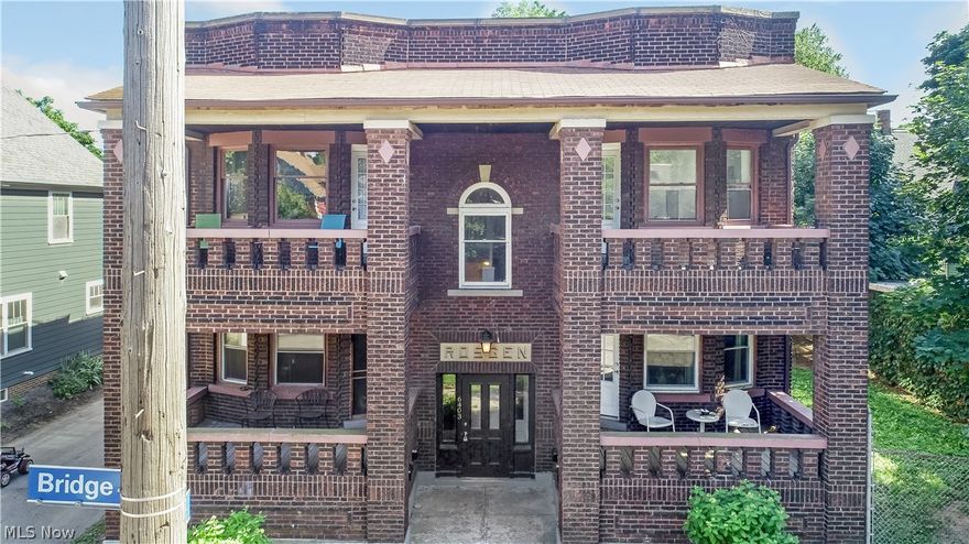 Large Gordon Square All Brick 4-plex offering over 1122 square feet per unit.  Walking Distance to all Gordon Square Amenities and Edgewater Park.  
Prime Features:
Oversized Covered Front Porches and Rear Decks; Central Air in Each Unit.  Spacious Units in Quiet, Non Smoking Well Managed Building.
Updated (New to within past 14 years):  
Kitchens/Baths/Electrical/HVAC/Plumbing/Roof/Flooring/Some Windows
Occupancy:
2 long term tenants (over 10 years) and 2 new/recent tenants
Basement:
Dry, Full 2244 square feet basement offering storage units for each apartment and shared laundry.
Parking:
Two parking spots in rear of building