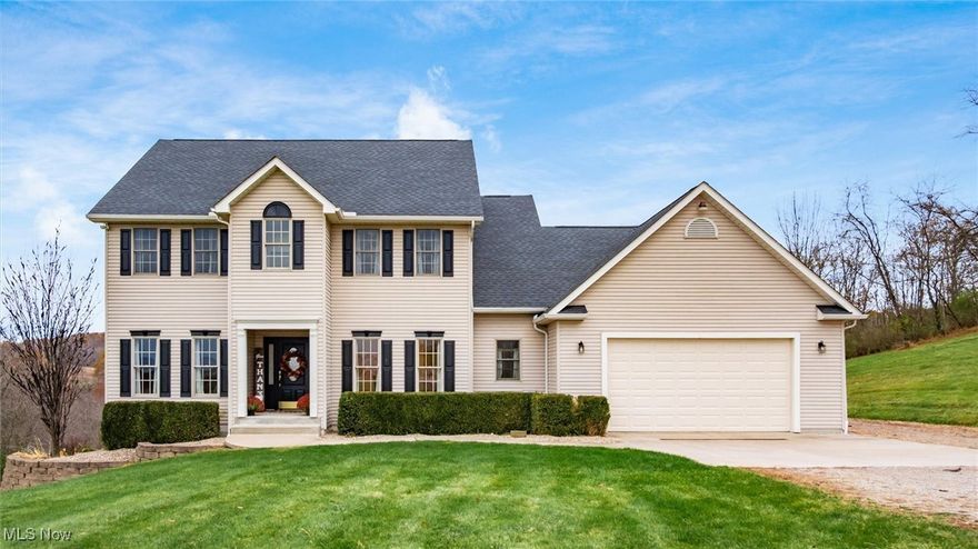 If peace were a place, it would be found at this beautiful two-story home on 5 picturesque acres. From the moment you arrive, the serenity of the countryside surrounds you. This property features an inviting floor plan with spacious living areas and updated finishes, including new granite countertops (2023), a finished basement kitchenette (2023), two new furnace systems (2022 and 2024), a new roof (2023), and refreshed landscaping (2025). Scenic views stretch in every direction. Enjoy morning coffee on the porch, evenings under the stars, and plenty of room to entertain both inside and out. This home blends comfort, privacy, and functionality—perfect for those seeking a balance between modern living and a quiet retreat. Conveniently located just minutes from town, yet tucked away for true tranquility.