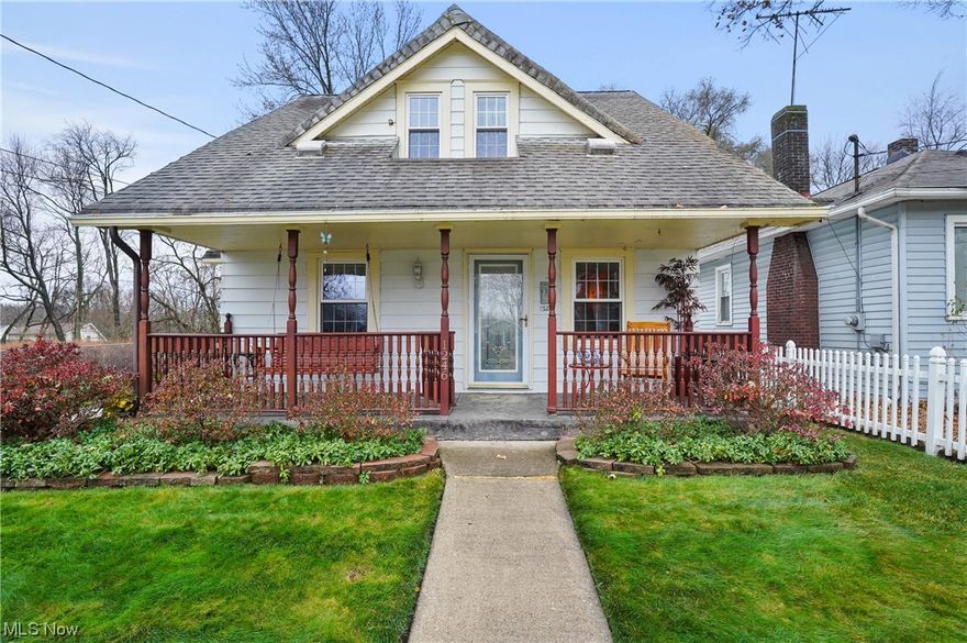 This charming Bungalow has been owned and maintained in pristine condition by the current family for 39 years. Entering from the spacious and welcoming front porch through the leaded glass front door, you'll find a very appealing open floor plan that is light and bright and clean throughout! Large living room, delightful dining room with vintage window seat and breakfast bar. Stunning kitchen with custom cabinets and beautiful counters and backsplash. Upstairs there's two bedrooms with custom ceiling fans and double closets. The full bathroom has been completely remodeled with quality fixtures and professional workmanship. The lower level has a finished rec room/ media room with a closet. The unfinished portion of the basement has nature stone floors, glass block windows and the washer and dryer is included. Step out the backdoor to find a semi private, fully fenced award winning outdoor space! The grounds and gardens and landscaping are absolutely beautiful . There is a covered patio, stepping stones to a second patio or to the gazebo with a two seated glider. An enclosed area for trash cans, two sheds that are 12 x 14 and 8 x 12 and a large concrete driveway. This property is truly a gem. Call today to see!