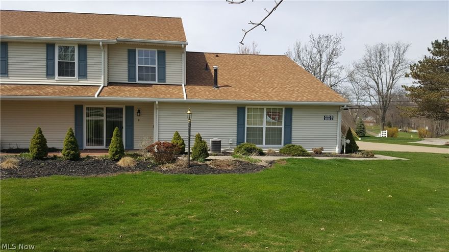 Exceptional condo living!  This is the largest floor plan in the development.  A 5 x 12 laundry room has been added between the garage and  living room and incorporates a desk and additional cupboards.  The furnace and newer hot water tank were moved to the closet area across from the first floor bathroom allowing the kitchen to be expanded and includes a pantry. A 9 x 12 Master Bath and walk-in closet has been added to the  Master Bedroom and includes a built-in dressing table, and additional storage space beyond the walk-in closet. Parquet floors in the upstairs hallway flow into the second bedroom with built in desk.   Family room can be used as a possible third bedroom on the first floor. Crown molding throughout the first floor and master bedroom.  Nice brick patio.  One car garage plus an additional parking space.   Walking stick, reminiscent of Miracle on 34th Street, came with and stays with the house!  The electric meter isn't hooked up to the correct unit.  Will be corrected