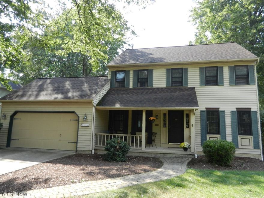 OLMSTED FALLS BRADFORDS GATE DEVELOPMENT.   4 BEDROOM 2.5 COLONIAL TUCKED AWAY ON PRIVATE WOODED CUL-DE-SAC.   QUAINT COVERED FRONT PORCH.   FOYER ENTRANCE WITH WOOD FLOORING OPENS TO LIVING ROOM AND FORMAL DINING ROOM.  KITCHEN INCLUDES ALL STAINLESS STEEL APPLIANCES, NEWER LAMINATE FLOORING  AND DINING AREA WITH BAY WINDOW OVERLOOKING PRIVATE WOODED BACKYARD.   OVER SIZED FAMILY ROOM FEATURES WOOD BURNING FIREPLACE WITH BRICK WALL/HEARTH.   NEWLY REMODELED HALF BATH ON FIRST FLOOR AND SPACIOUS UTILITY ROOM WITH CABINET STORAGE AND BACK YARD ACCESS DOOR.  MASTER BEDROOM WITH MASTER BATH.  2 BEDROOMS WITH WOOD FLOORING.  SECOND FLOOR MAIN BATH RECENTLY REMODELED.   PRIDE OF OLMSTED FALLS SCHOOL DISTRICT.   EASY ACCESS TO SHOPPING,  I 480 AND AIRPORT.