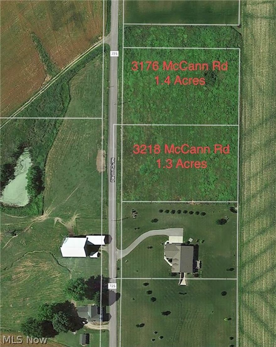 Adjoining 1.3 and 1.4 acre lots in a beautiful country setting. Both parcels have 195 ft frontage.   Columbiana County. West Branch LSD.
