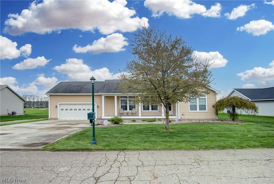 This one owner home has been meticulously cared for and very well maintained! Move in ready for you to enjoy the view of the golf course and take relaxing walks around the neighborhood. This beautiful, ranch home boasts 2151 sq. ft. of spacious living with 3 bedrooms, 2 1/2 baths, 2 car garage and a .51/acre lot with 2 sheds for additional storage in the rear! The kitchen has an abundance of cabinet space, reverse osmosis on the sink and all of the stainless steel appliances will convey! The living room has a beautiful gas fireplace with a gorgeous granite surround. Enjoy first floor laundry and a large master suite with a tiled shower, garden tub & a walk-in closet! The exterior of the home is a cement board siding for easy maintenance.  Relax on the patio with friends or fire up the grill for a fun cookout! Immediate possession is available! Call today before it is too late!