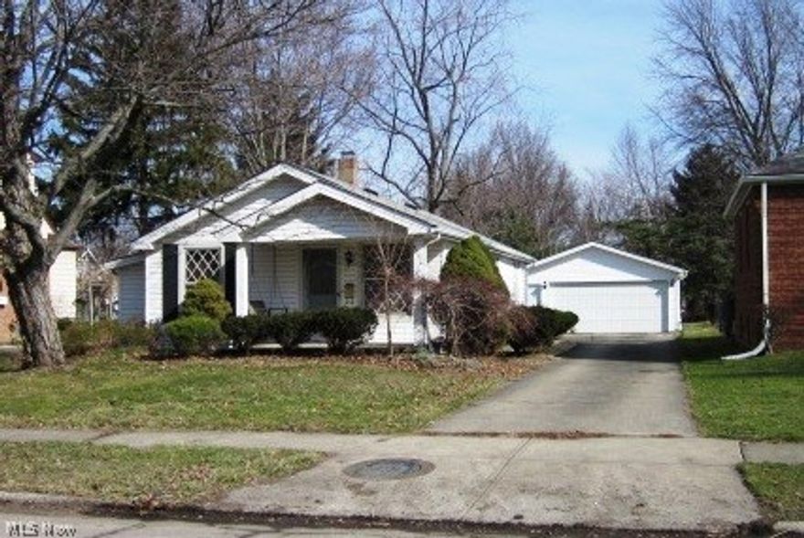 Sale subject to probate court approval and sold "as is" condition. Perfect home for first-time buyers.....home mechanic.....hobbyist.....retiree. Newer driveway and extra large, well lighted 2 1/2 car oversized newer garage with loft storage and pull down stairs. Electricity. Auto door open and side door entrance. Home has super entertaining area (28x20 approx) off open kitchen. Better than rent...(invest in yourself....not the landlord) Inviting front porch for lazy summer evenings. Perfect home for persons wanting privacy from shared rentals. Brand new bathroom (Dec 2015). Upgraded kitchen with newer vinyl flooring and eat-in area. Dining/great room with wood plank-peg floor with half wall wood and beamed ceiling.  Rear addition constructed in mid 70's. Fairview Park is a family community of all age groups, close to many small commercial, business and entertainment locations, freeways, airport--all within 5-10 min driving time.  RTA connections at 212 and Center Ridge.