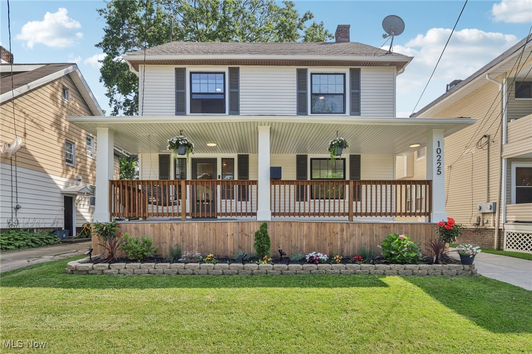 Just two blocks from Edgewater Park—Cleveland’s premier Lake Erie beach—this reimagined classic home blends modern luxury with authentic Art Deco character. The spacious chef’s kitchen is twice the size of typical area kitchens and features a custom quartz waterfall island, refined millwork, under-cabinet lighting, extra-deep counters, and a walk-in butler’s pantry with a second refrigerator, mixing station, and sizeable breakfast nook. New stainless Samsung appliances and distinctive Art Deco tile add vintage charm to today’s luxury. The main level has an open-concept layout anchored by a restored fireplace with a custom-crafted white oak mantle. Original cabinet doors and new white oak shelving preserve the home’s architectural heritage. Upstairs, three spacious bedrooms and a luxury bathroom feature dual vanities, quartz countertops, a walk-in shower, Kohler fixtures, a backlit mirror, and a separate toilet room. Second-floor laundry eliminates trips to the basement. The extra bathroom closet can be secured as an owner’s closet, creating income potential for high-end Airbnb rentals in this high-demand area. The upper-level master suite or bonus room, has app-controlled LED lighting, sleek cable railings, and a custom bathroom with dedicated heating and an underlit floating vanity. Outside, a front porch swing offers a perfect spot to relax. The expansive fenced backyard ensures privacy with no neighbors behind. Wiring and a subpanel are ready for a future hot tub. A rare three-car garage and updated landscaping complete the exterior, while the walkout upper deck overlooks the backyard and a magnificent 100-year-old tree. City just replaced all lead water and sewer lines, leaving safe lead-free water and perfectly paved roads throughout the neighborhood. Quiet and just four minutes from Edgewater Park, Clifton shops, and restaurants, this home is perfectly situated between Ohio City, Tremont, and Lakewood. There truly is nothing else like it—come see for yourself.