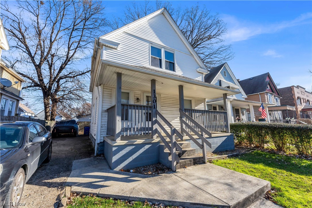 Partially occupied investment property! 2-family home with covered front porch, full basement and driveway for off-street parking. Down unit is occupied and rents for $670/month. It has 2 bedrooms and 1 bath. Up unit is vacant and has 1 bed 1 bath. Professional property management in place and willing to stay on.