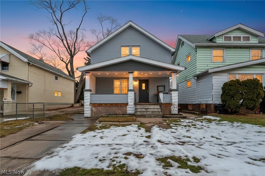 Turnkey Investment – Tenant in Place Through December 2026. Remodeled single-family Cape Cod currently rented at $1,500/month with lease secured through December 2026. This cash-flowing property features newer gray siding, fresh exterior paint, and a covered front porch for strong curb appeal. Interior updates include luxury vinyl flooring throughout, light gray paint with white trim, and recessed lighting. The dining room offers built-ins and an accent wall, opening to a stylish kitchen with butcher block countertops, stainless steel appliances, brick accent detail, and modern black fixtures. The updated bath features tiled floors, a tile tub/shower surround, black fixtures, and an extended vanity. Additional highlights include a 2-car garage, long driveway for ample parking, fenced backyard, and covered rear porch. A solid, low-maintenance addition to any investment portfolio