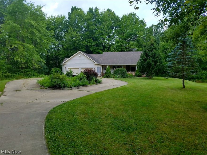 Are you looking for seclusion?  This beautiful property has 15.31 acres with a winding driveway back to an awesome ranch.  Includes 2-car attached garage, circular drive with turn around and 60x30 2-story garage with living quarters.  Geothermal heat, step down LR with fireplace, sitting area, formal DR, oak kitchen, sun room, 3 BR and 2 full baths.  Lower level has addition living area with full kitchen, LR, weight room, office, bedroom and bath.  To look is to fall in love!!