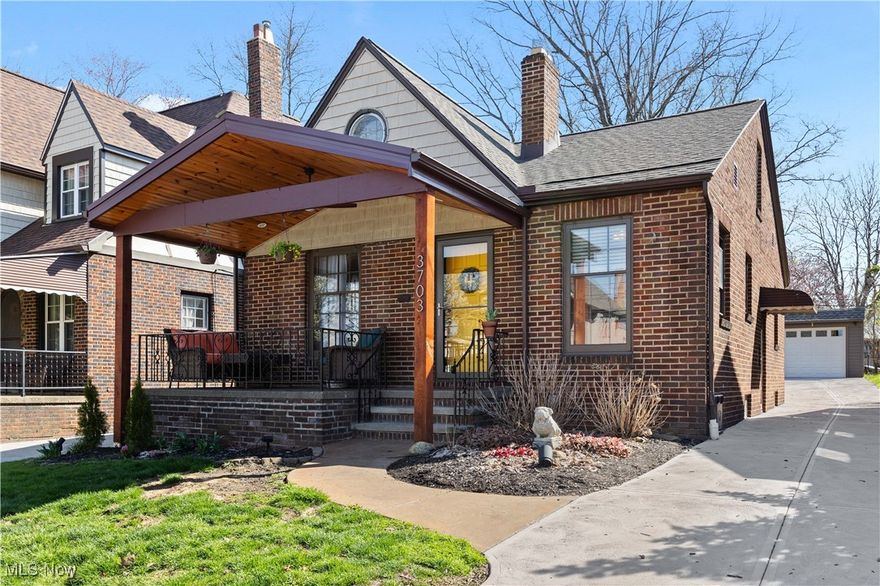 Welcome Home! This stunning West Park Bungalow will have you wow’d from the moment you walk up to the front of the home! The stained concrete driveway and stamped concrete walkway leads you to the outstanding front porch! With the wood ceiling feature, you’ll just want to spend time out here! The home itself has hardwood flooring throughout, fresh paint and details specific to the style of the home! The living room has a cozy decorative fireplace with built in shelving. The formal dining room has a built in cabinet with beautiful leaded glass and leads into the newly renovated kitchen! It features wood cabinetry with brushed nickel hardware, subway tile backsplash, gorgeous granite countertops, stainless steel sink and faucet along stainless steel appliances. On the first floor, there are 2 nice sized bedrooms with ample closet space. Upstairs you’ll find a huge bedroom featuring additional sitting space with so many possibilities! The lower level is unfinished, features laundry, utility, storage room and is ready for your finishing touches. The outdoor living is breathtaking! The backyard patio is color stained and stamped concrete with an accurate compass feature within the patio. The string light feature just gives it an extra special touch at night! The home has been so well cared for! There’s nothing left to do, just pack and enjoy your new home! Driveway (May 2024). Kitchen reno (Jan 2022). Kitchen appliances: Refrigerator (Oct 2020), Dishwasher (Feb 2021), Stove (Feb 2021), Microwave (March 2025). Garage door, opener, and track (Sept 2021). Patio door (March 2021). Roof with baffle system - 50yr warranty (Nov 2019). Porch and vinyl shake siding on front (June 2019). Stamped patio and front walkway (May 2017).