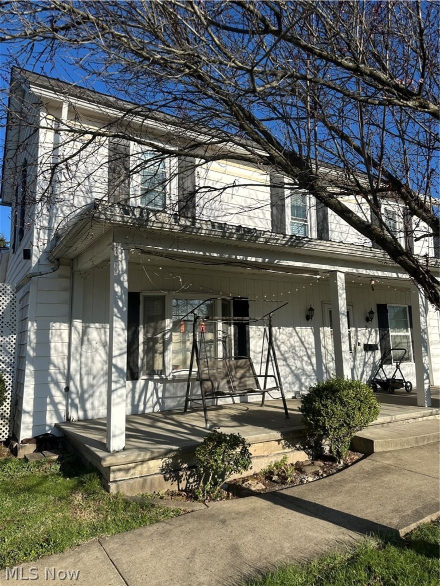 New Listing !  Lovely 3 Bedroom 2 Full Bathroom home located up town in the Village of Woodsfield.  This 2 story home was remodeled and upgraded a few years ago with White kitchen cabinets, pantry and laminate flooring; Carpeting downstairs bedroom and living room; Concrete Covered porch and landscaping along with a sidewalk out front.  This lovely home is convenient to walk downtown and has Electric, water and Sewer Utilities along with Natural Gas heat;  TV, Washer, Dryer, Stove and Fridge are all included in the Price.  Laundry room, one bedroom and one full bathroom on the main floor.  Bathroom on main floor just got a new Shower / Tub installed this week.  The upstairs has two unique stairways on opposite sides of the home.  Allot of closet space in this house.  Off street parking in the rear and a partial fenced in private back yard are included.  Schedule your appointment today !