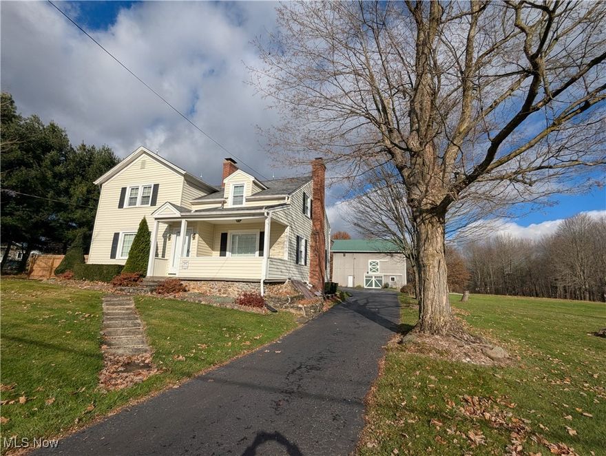 Immaculate & well maintained (1857) Century home with a 1008 addition built in the 1940's totaling 1906sqft of living space on 2 levels. A few of the awesome features include: Maple, Oak & Pine floors (oak under bedroom carpet), wood burner in 18x28 living rm, dining room between the kitchen and living rm + kitchen including all appliances (stove, fridge, micro and dishwasher), 1st fl bedroom, spacious full bath on the 2nd floor with tub/shower combo and located next to the huge primary bedroom that has 2 wide dormers and 2 closets, One of the other 2nd floor bedrooms has a cedar closet, there is central air, in 1998 thermal pain E-glass windows were added with a life time transferrable warranty, coved front porch, enclosed back entry porch, transferrable leaf guard system for life, gas hot water tank new in 2024, forced air gas furnace serviced regularly, electric softener system that does not require salt, work benches stay in the walk up basement & outbuilding. Outside you will find a 25x28 patio that was poured with footers to be able to convert to a det garage by back entry. The well was dug deeper (67') in 2025 and the septic leach lines are switched regularly. The 2 (7'h x 10'w) overhead doors give you 2 bays to pull your vehicles into the large barn/outbuilding. The original 40x30 flat barn was built in 1901 with a tall 2nd floor hayloft with the hay door out front above one of the overhead doors. The 2nd overhead door is on the side of the 28x25 lean to that was added onto the barn in 2006. There is a small shed for your gardening tools for the wide open yard. The 4.59 acres has trees along the property edges and an area about 1/4 of the yard wooded to the East of the parcel.  All of this close to the quaint Village of Burton that has shops, restaurants, a maple sugar house and Century Village which holds many events.  The cherry hutch and corner cabinet in the dining area can be purchased separately as well as many of the items in the barn.