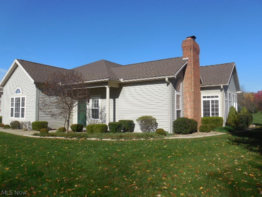 Spacious 3 bedroom, 2.5 bath condo with sunroom, prime location in Clingan Crossing.  You'll never miss your single family home in this large airy condo, tucked into a quiet wooded area.  The relaxing sunroom makes a great place for informal meals and TV, or even on office space.  Well planned kitchen with good storage, wall oven and cook top means no bending, custom his and hers closets, linen closet in master bath, hallway lined with closets galore, a big storage room in 2 car garage, plus pull down attic storage.  Living/dining room has vaulted ceiling, gas fireplace, Palladian windows, open floor plan, great for entertaining.  Quality neighborhood, even a small front porch for watching wildlife.  Owner offering allowance for painting if wallpaper is not to your taste.  Window treatments and appliances included. Make it your own.  Move before the holidays. Premium lot, back of property with privacy. Four seasons room. Open floor plan. First floor everything. High ceilings. No rental