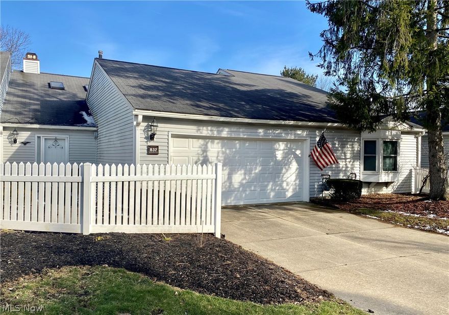 Lovely Eagles Chase RANCH condo - 2br, 2ba!  Great Room with fireplace, skylights and vaulted ceiling.  Bright cheery kitchen with large opening to Dining Room!  Both Dining Room and Master Bedroom have sliders to very, large private patio.  Laundry and Mechanical Room off of Kitchen. Newer furnace, newer appliances. Roof approx. 10 years (part of HOA). Fantastic location - a short walk from pool and clubhouse with lots of nearby parking! Spacious bathrooms and good storage. Come see why residents love Eagles Chase - with entrances off of both Smith and Sand Run roads, and a charming village feel. Super convenient location near parks, shopping and restaurants.