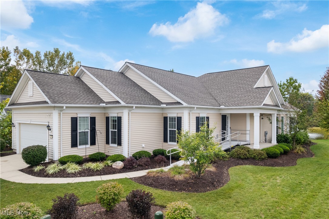 Welcome to 480 Bridge Point Lane, located within a desirable low-maintenance community at The Arbors! This ranch-style home has been thoughtfully designed with large living areas and an open concept floor plan. Upon entering, you are welcomed by a spacious living room with high ceilings that seamlessly flows into the kitchen and dining area. Just off the kitchen, a bright sunroom overlooks the back patio and tranquil pond. The primary bedroom includes a large walk-in closet with custom built-ins and a luxurious ensuite bathroom. An additional bedroom, full bathroom, dedicated laundry room, versatile office space, and convenient garage access complete the main level. The basement expands the living space with a large rec room, a full bathroom, and additional storage space!