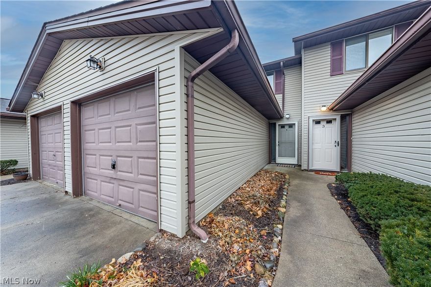 Welcome to this beautifully maintained 2-bedroom, 2-bath condo in the heart of Seville. It is conveniently located just seconds from the highway for easy travels to and from anywhere and is surrounded by several parks within walking distance. The first floor features an alley kitchen with plenty of cabinets and a pantry for extra storage. The island also offers a sitting ledge for additional seating and a perfect place to eat. The kitchen leads into the welcoming living room with a private back patio off the back of the home. The laundry is also conveniently located on the main level off of the living room. Rounding out the first floor you will find a powder room and attached garage. As you move to the second floor, you will find both spacious bedrooms that have generously-sized closets and a full bath. This is a maintenance-free community where the HOA takes care of the exterior building, landscaping, trash, and snow removal so you don’t have to do a thing but move right in!