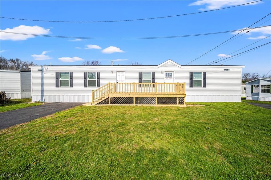 Welcome to your dream home in the heart of Madison, Ohio, nestled in scenic wine country and just minutes from the golf course! This brand new 3-bedroom, 2-bath manufactured home is the perfect blend of comfort, style, and convenience.

Step inside to discover stunning vinyl floors throughout the open-concept living space, offering durability and modern charm. The spacious kitchen comes fully equipped with all appliances included, just move in and start cooking!

Relax and unwind on the beautifully constructed front deck, perfect for enjoying your morning coffee or evening wine while taking in the peaceful surroundings.

Whether you're a wine lover, a golf enthusiast, or simply looking for a fresh start in a welcoming community, this home checks all the boxes. Don?t miss your chance to own a piece of paradise in Madison!