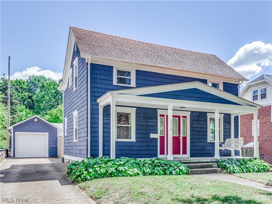 Welcome to 1379 Grant St in Firestone Park, this colonial home has beautiful curb appeal with the covered front porch just waiting for a lazy day or cool night to sit, relax and enjoy the swing. Upon entry this home greets you with hardwood floors and arched doorways in the formal living room and formal dining room and a  kitchen ready for your next meal prep, lovely oak cabinetry, all appliances and a nice amount of cabinetry and granite counter tops for prep. The wood staircase leads you to the more private areas of this home highlighting 3 nicely sized bedrooms and full bathroom. The basement has glass block windows, storage space and laundry/utility area. Outdoors relish the concrete drive that leads to the garage, fenced in back yard that includes concrete patio, covered patio, storage shed and greenhouse! Easy care landscaping is a dream in this yard. This home is move in ready so pack those boxes and move right in. BONUS – the basement was waterproofed this year with a new sump